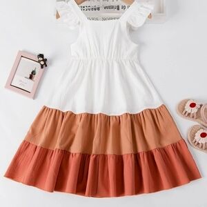 Charming White and Orange Kids Dress Size 2T-3T!